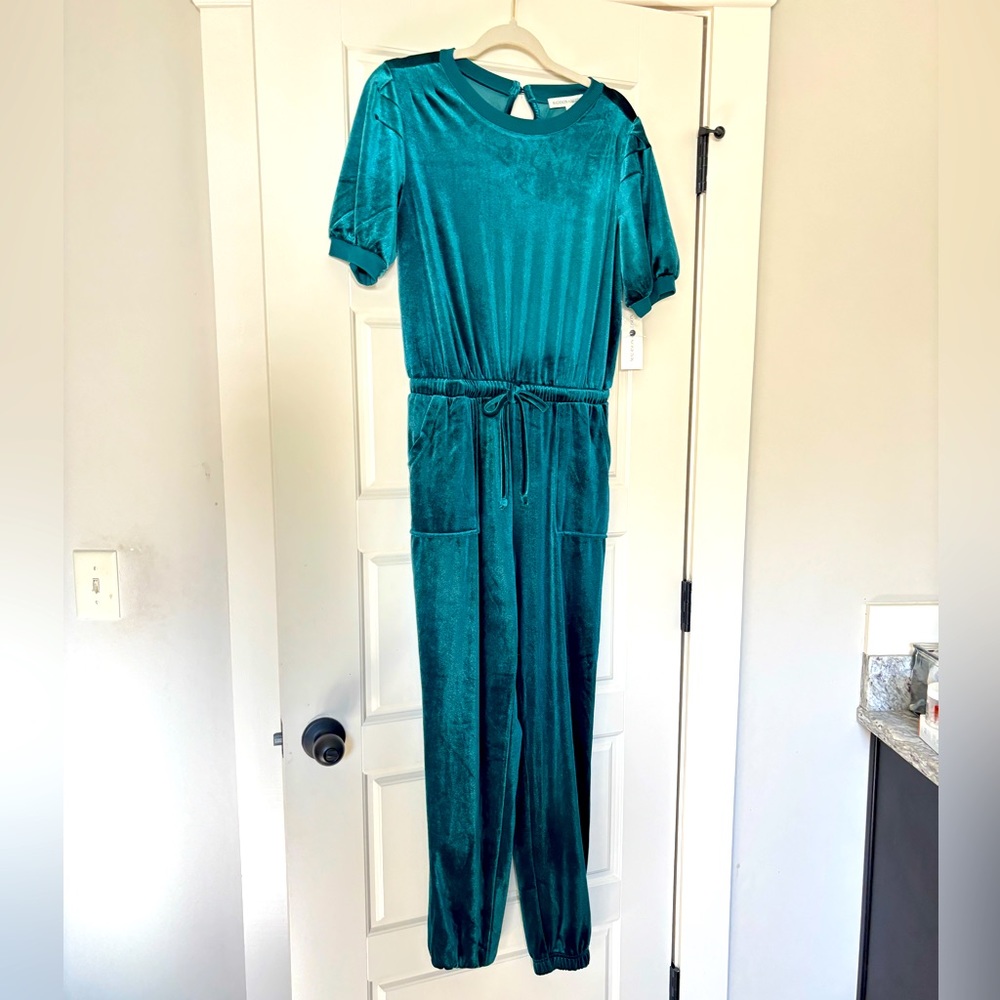 Green Velour Jumpsuit by Madison & Hudson